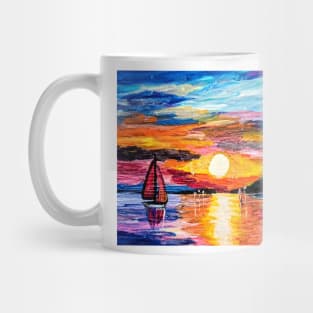 Sailing at sunset Mug